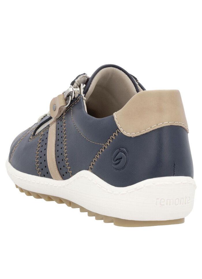 Remonte Schnürschuh aus teilweise geprägtem Nappaleder MARINE-CAMEL