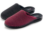Zweierpack Pantoffeln aus gepunktetem Textilmaterial 1x BORDEAUX 1x SCHWARZ