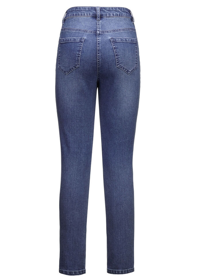 Jeans mit floralen Lochstickereien und Strasssteinchen JEANSBLAU