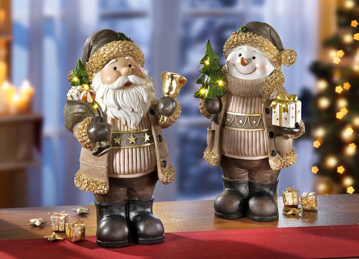 Beleuchtete Figuren aus Polyresin NATUR-GOLD-BRAUN