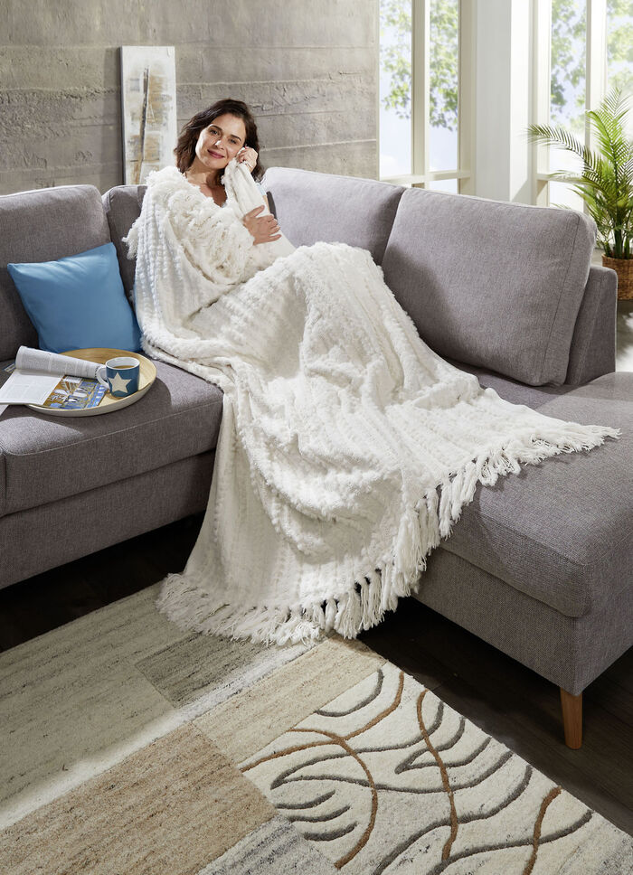 Flauschige Strickdecke CREME
