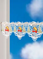 Stangendekoration mit Schneemann-Motiv aus echter Plauener Spitze 