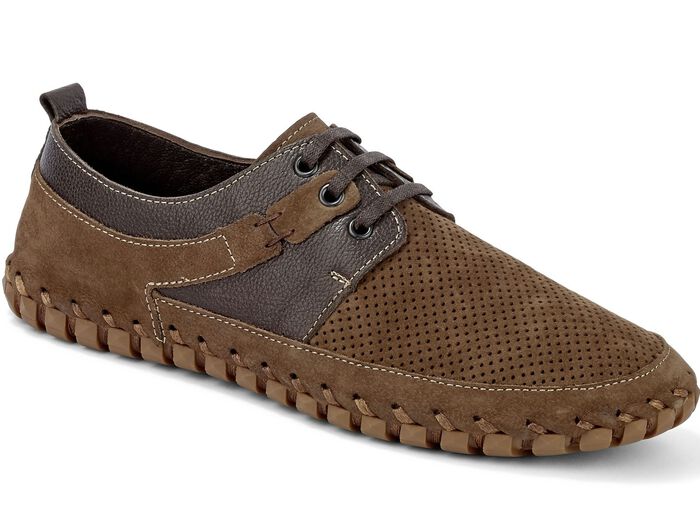 Gemini, luftige Herren-Schn&uuml;rschuhe, aus Leder MARONE-MOKKA