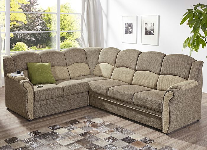 Polsterecke auf stabilem, teilmassivem Holzgrundgestell CAMEL-BEIGE