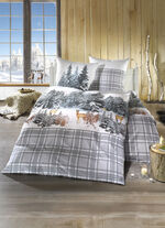 Feinbiber Bettwäsche-Garnitur aus 100% Baumwolle GRAU