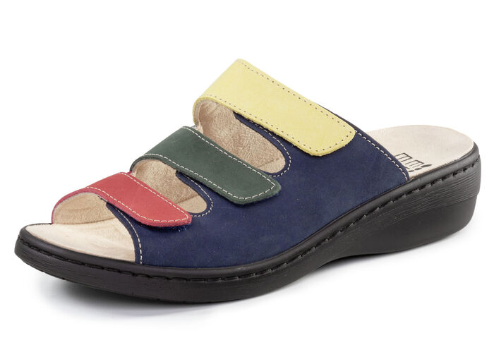 ELENA EDEN Pantolette aus Nubukleder MARINE-BUNT