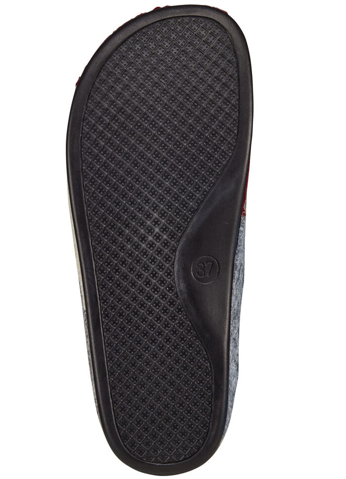 Laurina, klassische Damen-Hausschuhe, Weite H, mit anatomisch geformtem Fußbett GRANATROT-ECRU-GRAU