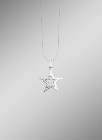 Mattierter Stern-Anhänger mit synth. Zirkonia 