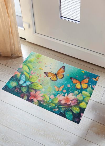 Fu&szlig;matte Schmetterlinge mit rutschhemmend beschichteter R&uuml;ckseite 