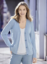Strickjacke mit Schurwolle und Kaschmir BLEU MELIERT