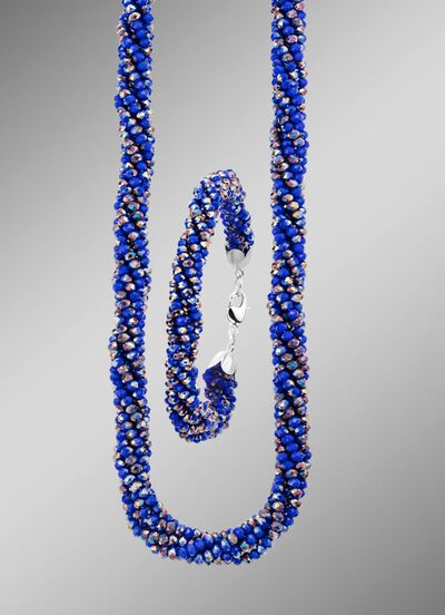 Schmuck-Set mit blauen Kristallen, 2-teilig 