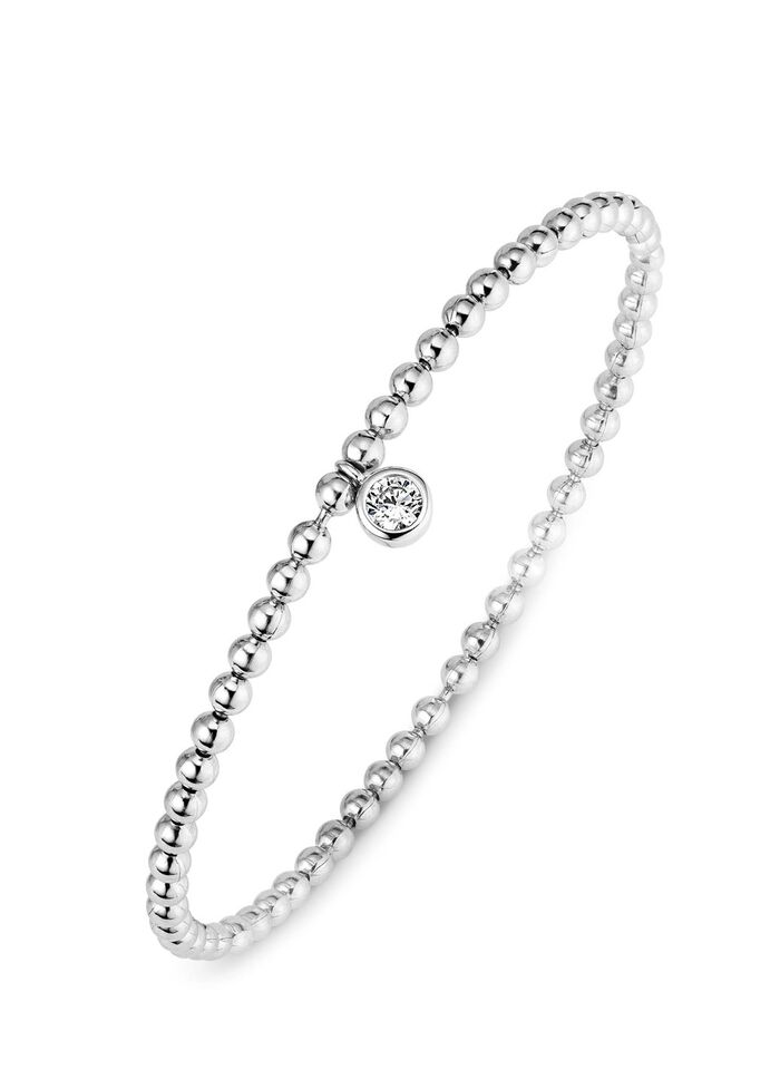 Kugelketten-Armband aus Silber 925/- fein mit 1 synth. Zirkonia 