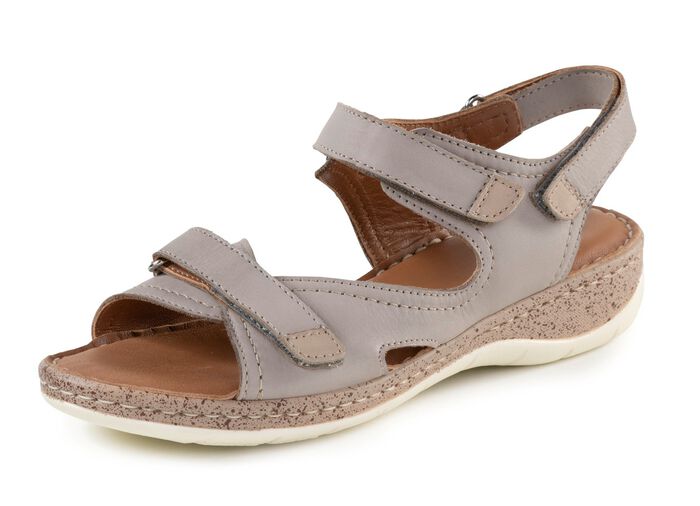 ELENA EDEN Sandale mit Kontrastbes&auml;tzen TAUPE