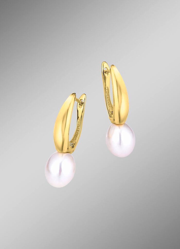 Tropfenf&ouml;rmige Ohrringe mit S&uuml;&szlig;wasser-Zuchtperlen 