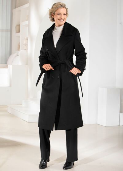 Mantel mit G&uuml;rtel in Trench-Optik 