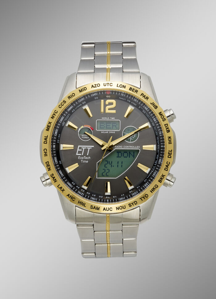 Funk-Solar-Herrenuhr mit Edelstahlbandgeh&auml;use 