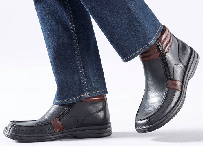 GINO GALANTE, gef&uuml;tterte Herren-Boots, Winterschuhe, mit herausnehmbarem Fu&szlig;bett SCHWARZ-BURGUND