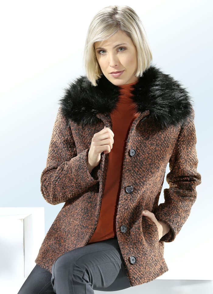 Kurzjacke mit abnehmbarem Kunstpelz-Besatz 