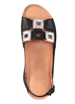 Sandale aus Rind-Nappaleder mit verstellbarem Fersenriemchen SCHWARZ-SILBER