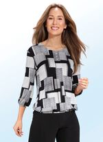 Shirt-Tunika mit Schmuckkn&ouml;pfen SCHWARZ-ECRU