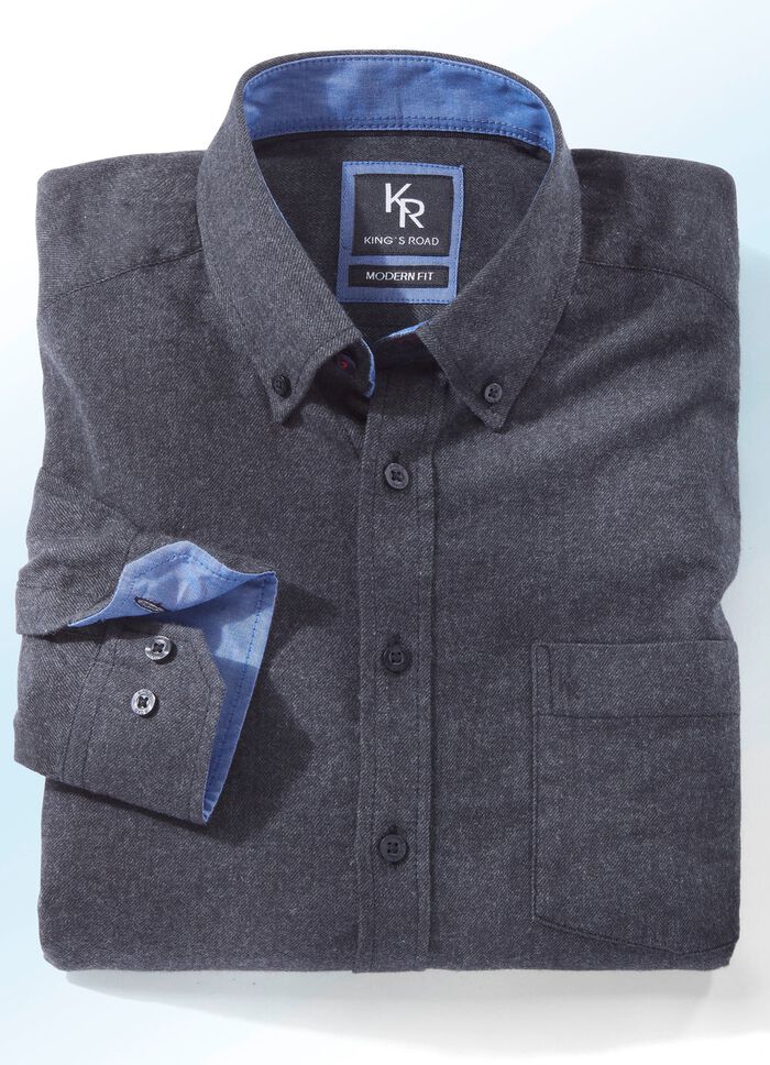 "King's Road"-Flanellhemd in 6 Farben ANTHRAZIT MELIERT