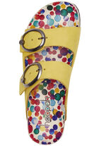 Andrea Conti Pantolette mit bunt bedrucktem Lederfußbett GELB