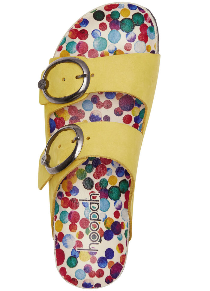 Andrea Conti Pantolette mit bunt bedrucktem Lederfußbett GELB