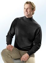 Rollkragenpullover in 3 Farben mit Rippenstrick-Abschlüssen SCHWARZ