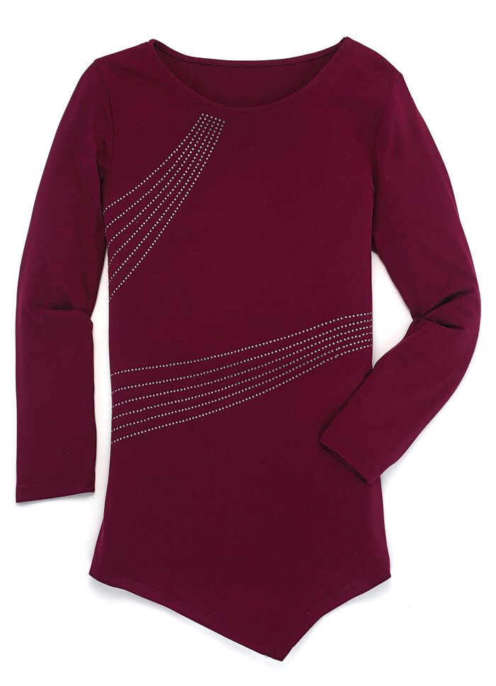Shirt mit asymetrischem Saum in 2 Farben BORDEAUX