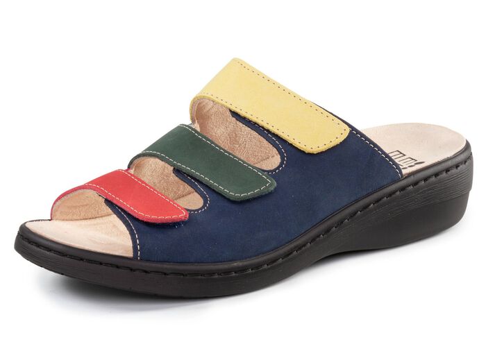 ELENA EDEN Pantolette aus Nubukleder MARINE-BUNT