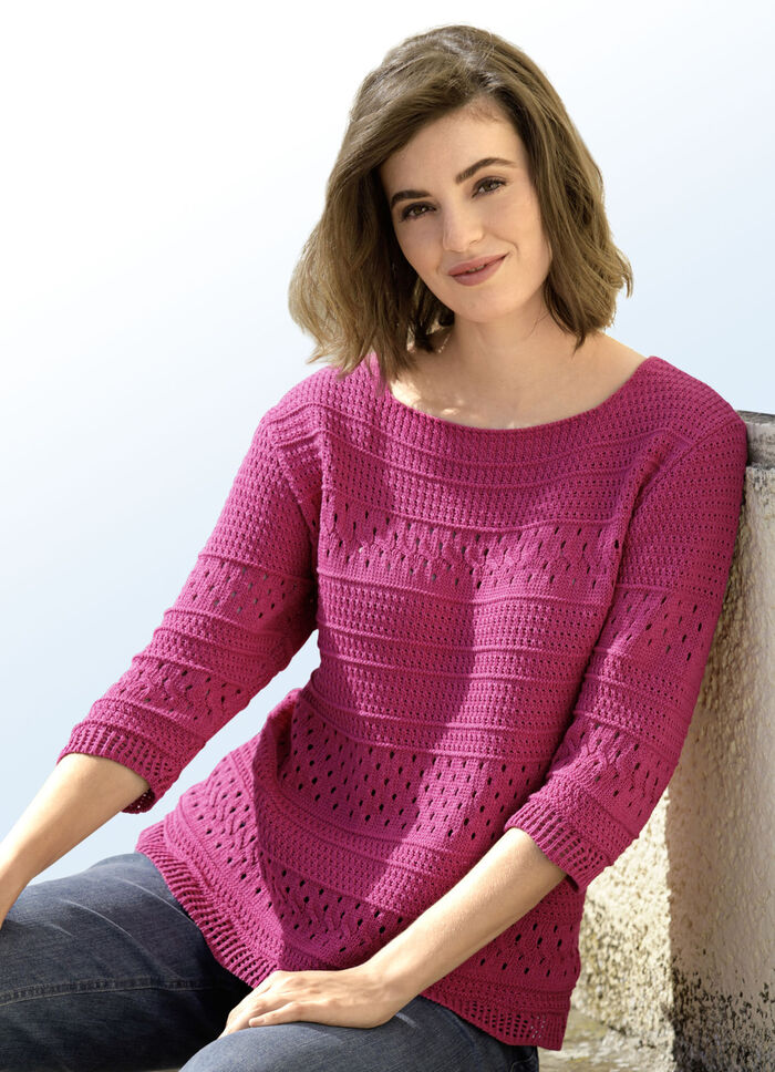 Pullover in tollem Mustermix HIMBEERE