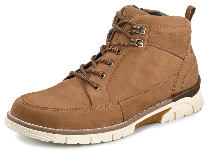 Waldl&auml;ufer Schn&uuml;r-Stiefelette aus hochwertigem Nubukleder CAMEL