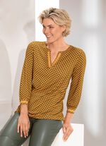 Shirt mit effektvollem Zierband am V-Ausschnitt in 2 Farben MESSING-GR&Uuml;N