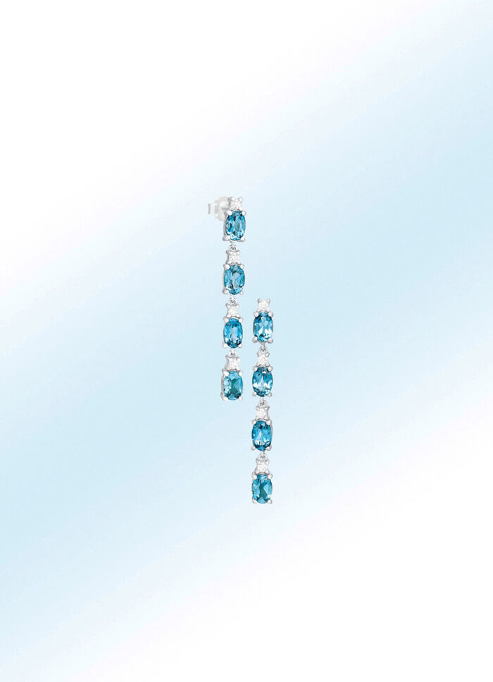 Ohrstecker mit Blautopas und Zirkonia 