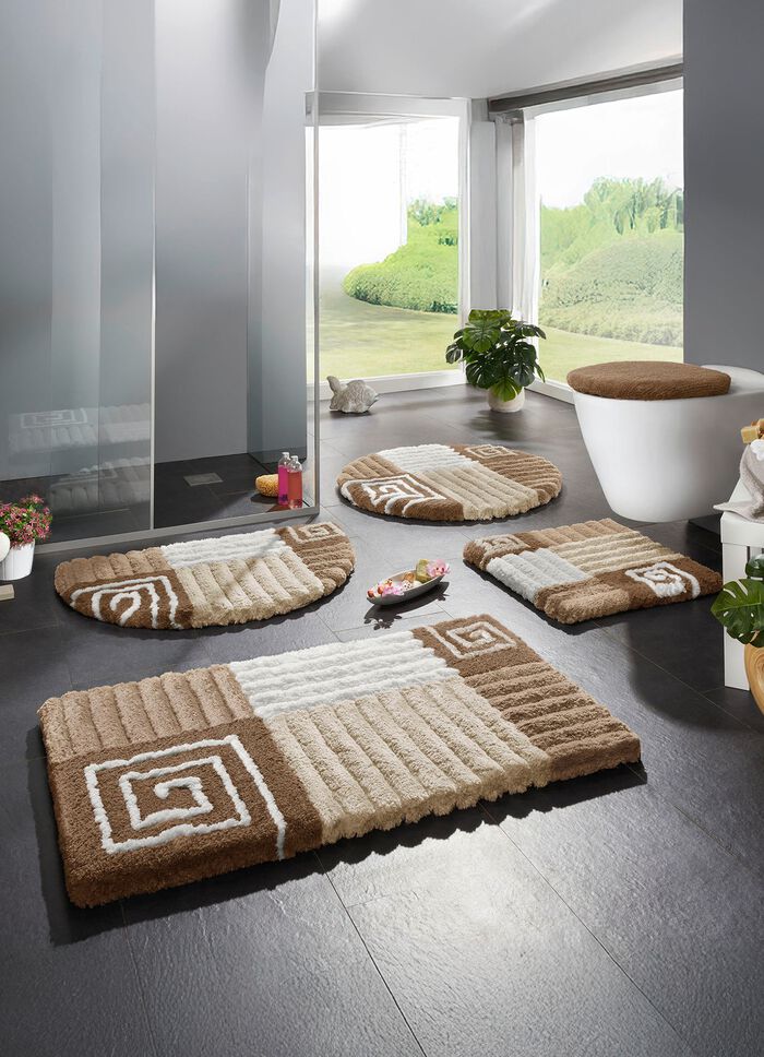 Badgarnitur mit rutschhemmener  R&uuml;ckseite BEIGE