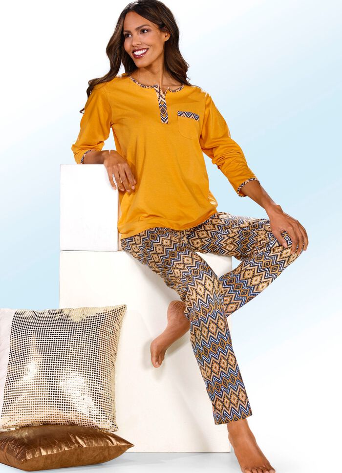 Zweierpack Schlafanz&uuml;ge mit Brusttasche und Knopfleiste 