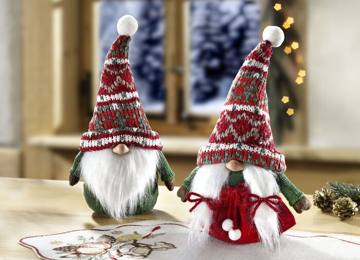 Wichtel mit winterlichen Zipfelmützen, 2er-Set