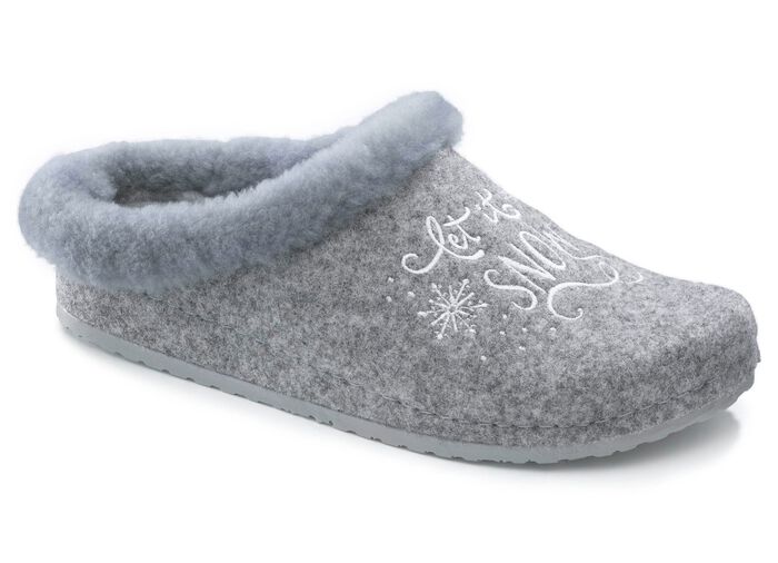 Mubb, warme Damen-Hausschuhe, Weite H, mit Lammfell GRAU