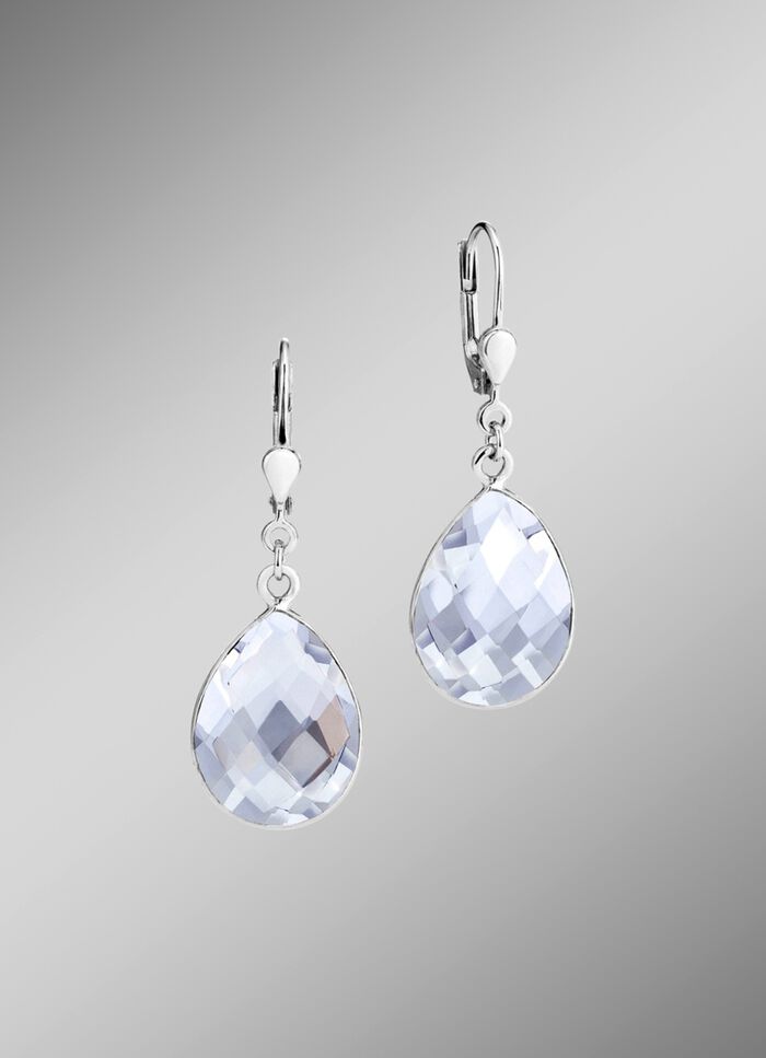 Ohrringe mit facettierten Quarz-Tropfen 