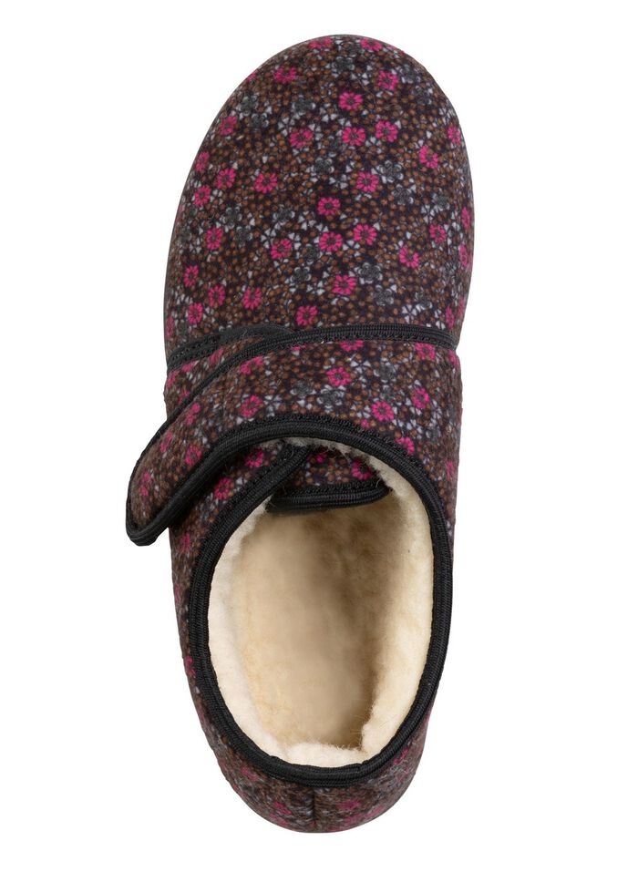 Warme Damen-Hausschuhe, Weite H, mit Klettverschluss 