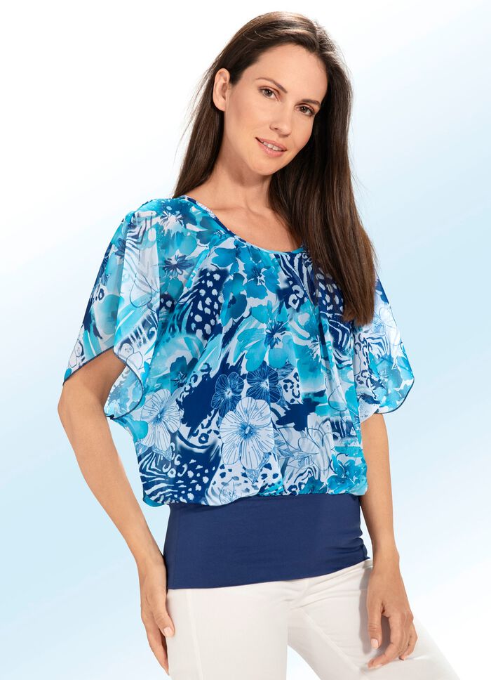 Poncho-Tunika mit Fledermaus&auml;rmeln 