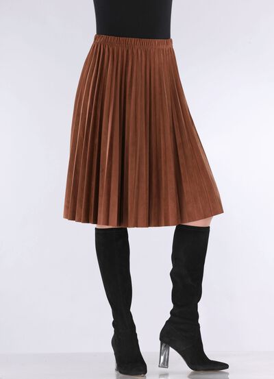 Plissee-Rock in topaktueller Wildleder-Oprik 