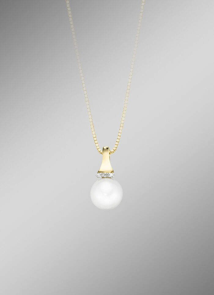 Anhänger mit Süßwasser-Zuchtperle und Brillanten 