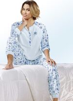 Zweierpack Schlafanzüge, Langarm und Knopfleiste 1X BLEU-BUNT, 1X ROSÉ-BUNT