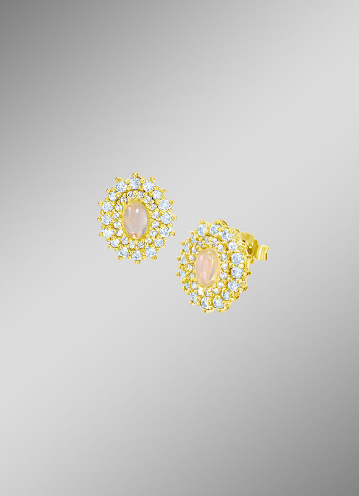 Ohrstecker mit Wei&szlig;topas, Blautopas und Opal 