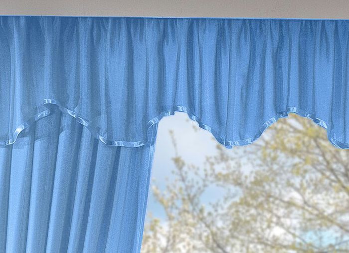 Querbehang mit Universalschienenband BLAU