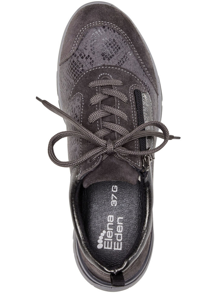 ELENA EDEN Sneaker mit glänzend bedrucktem Elastikmaterial TORF-GRAU