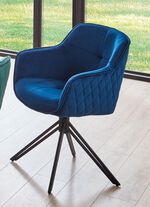 Drehbare Armlehnenst&uuml;hle mit Samtbezug, 2er-Set BLAU