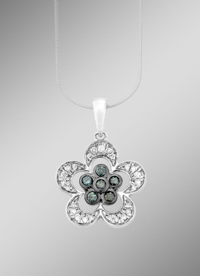Anhänger im Blumen-Design mit Brillanten und Diamanten 