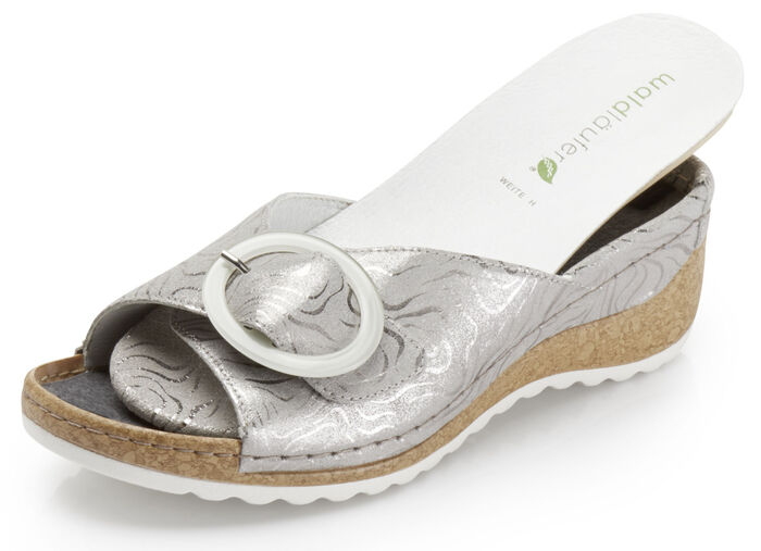 Waldl&auml;ufer Pantolette mit Zierschlie&szlig;e ALTSILBER